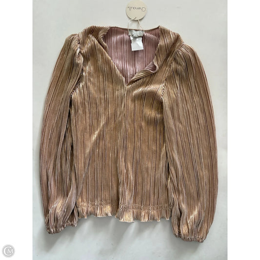 Blouse Long Sleeve By Chenault In Gold, Size: L