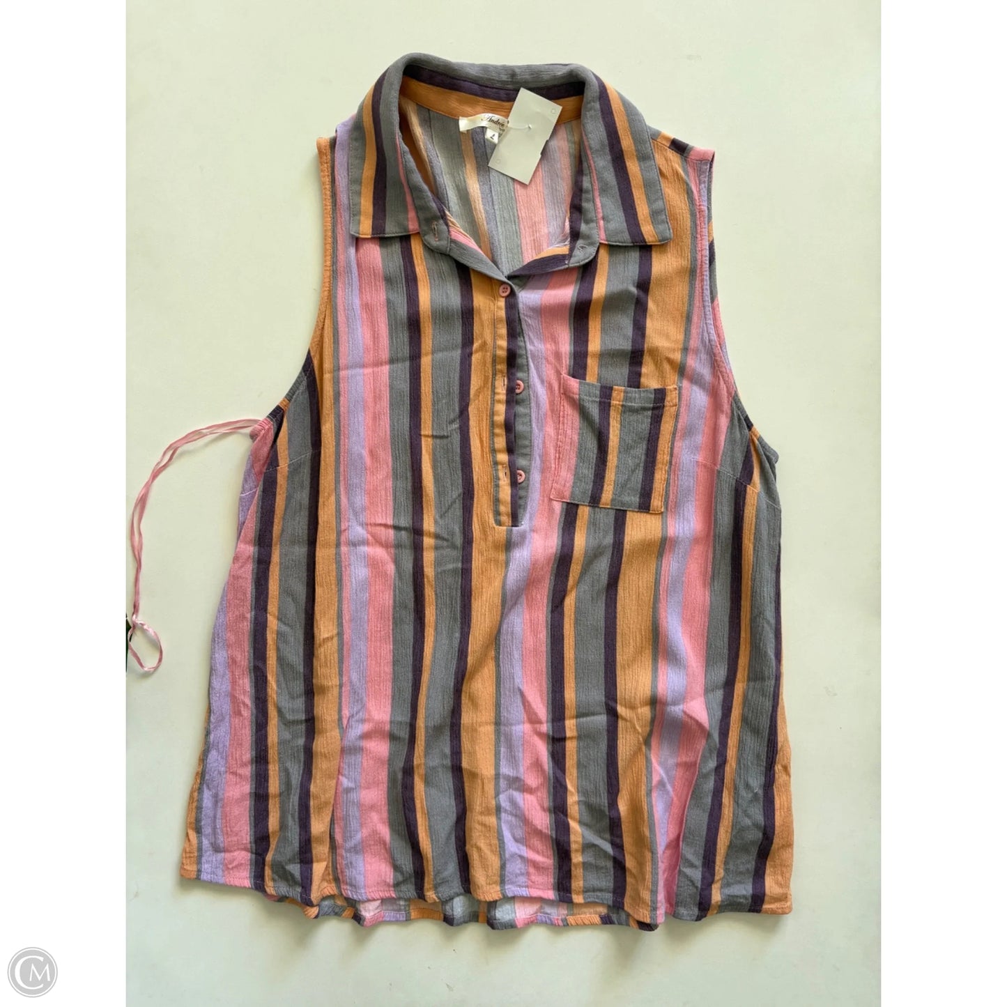 Top Sleeveless By Andree By Unit In Striped Pattern, Size: L