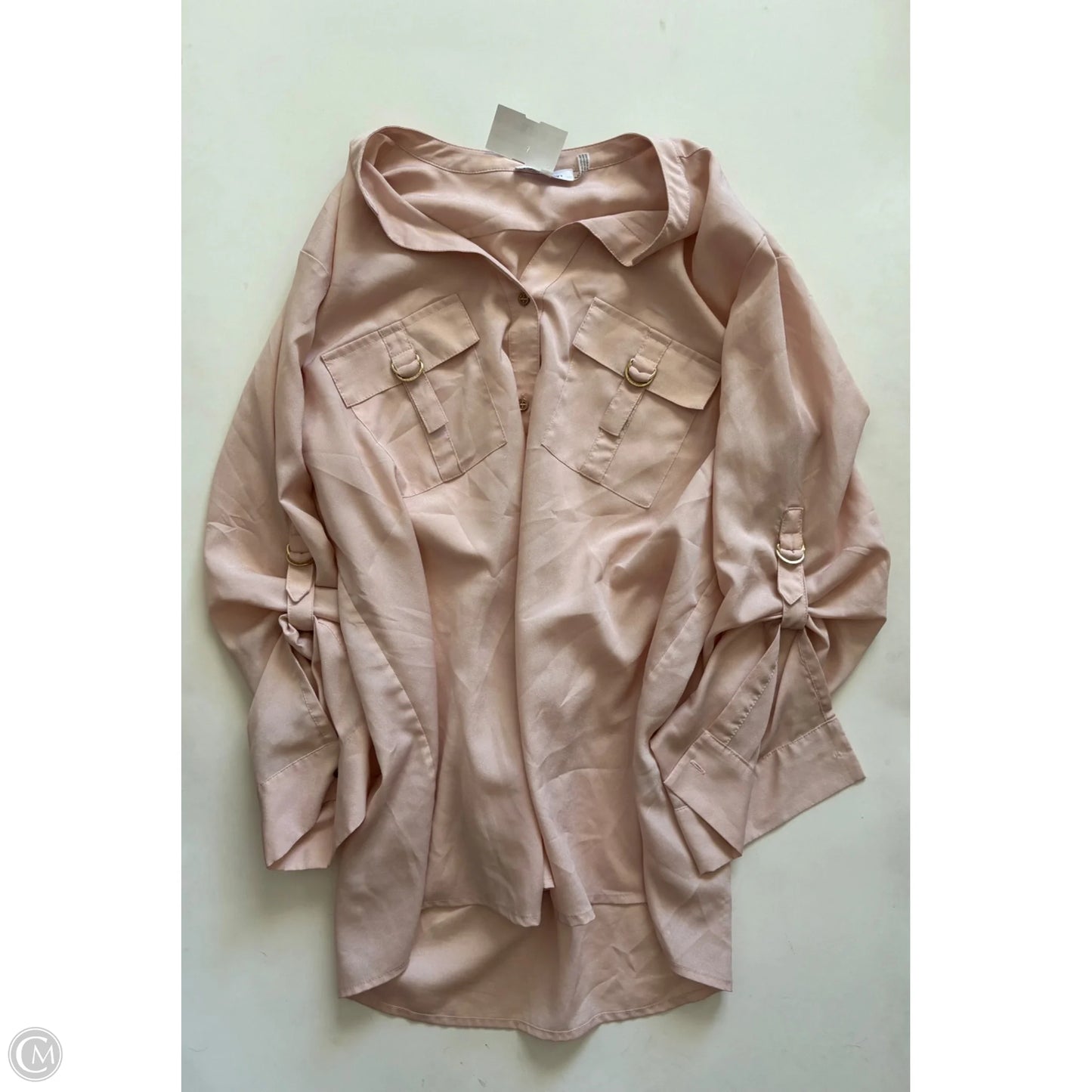 Blouse Long Sleeve By Calvin Klein In Beige, Size: Xl