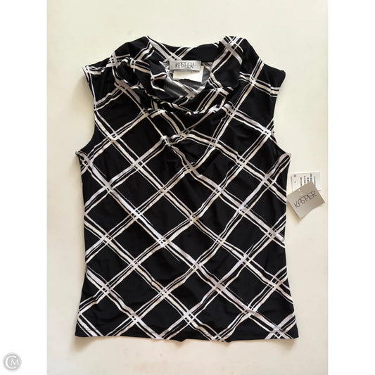 Blouse Sleeveless By Kasper In Black & White, Size: M