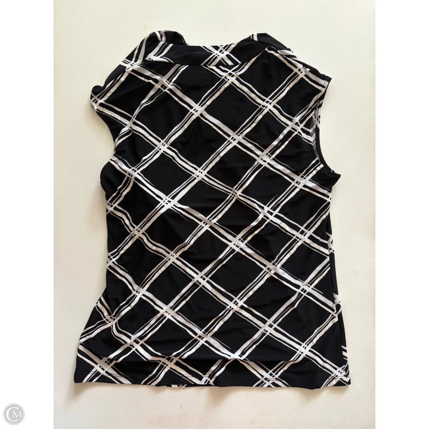 Blouse Sleeveless By Kasper In Black & White, Size: M