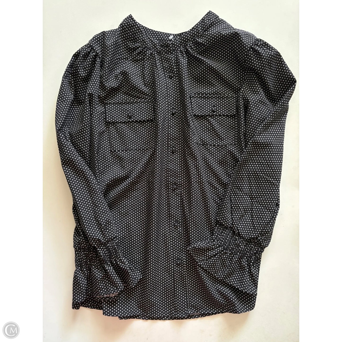 Blouse Long Sleeve By Ny Collection In Polkadot Pattern, Size: L