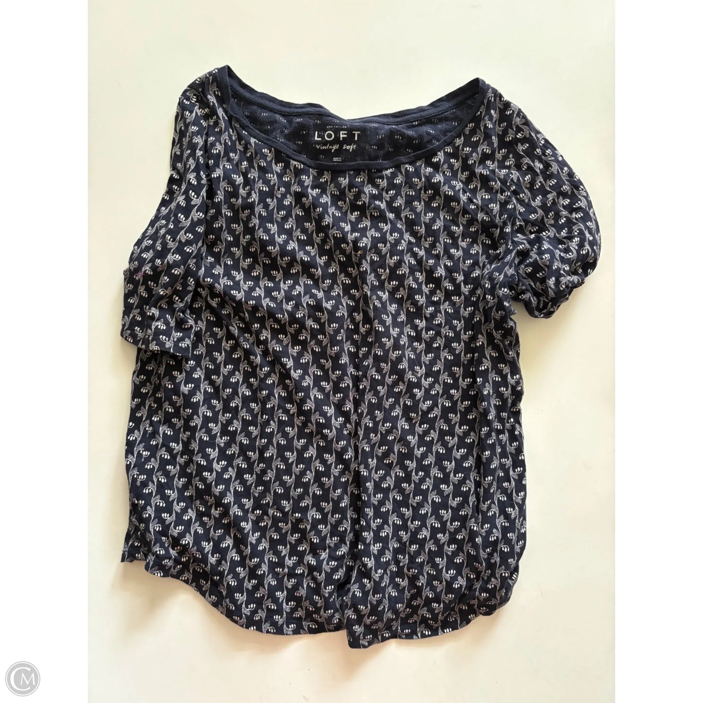 Top Short Sleeve By Loft In Navy, Size: M