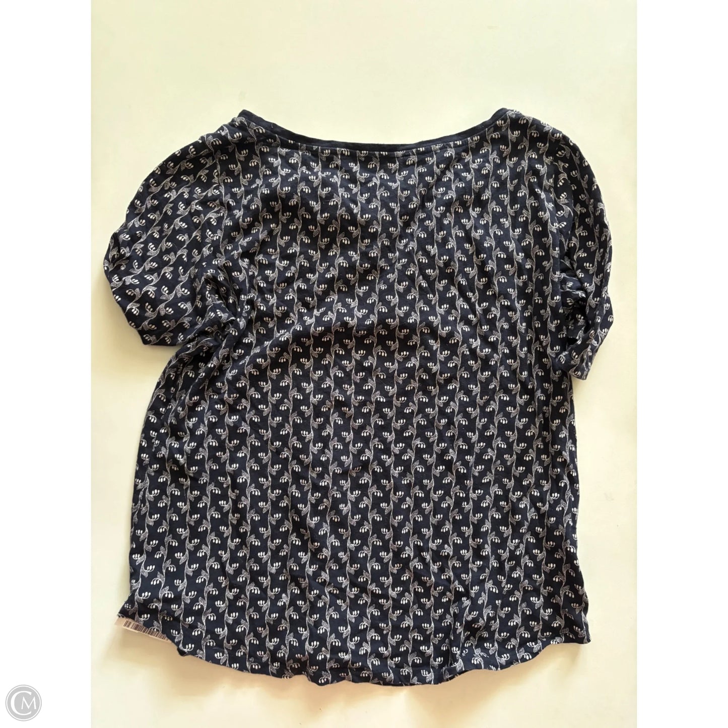 Top Short Sleeve By Loft In Navy, Size: M