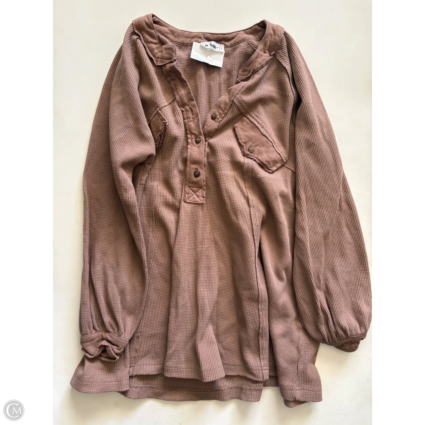 Top Long Sleeve By In Loom In Brown, Size: S