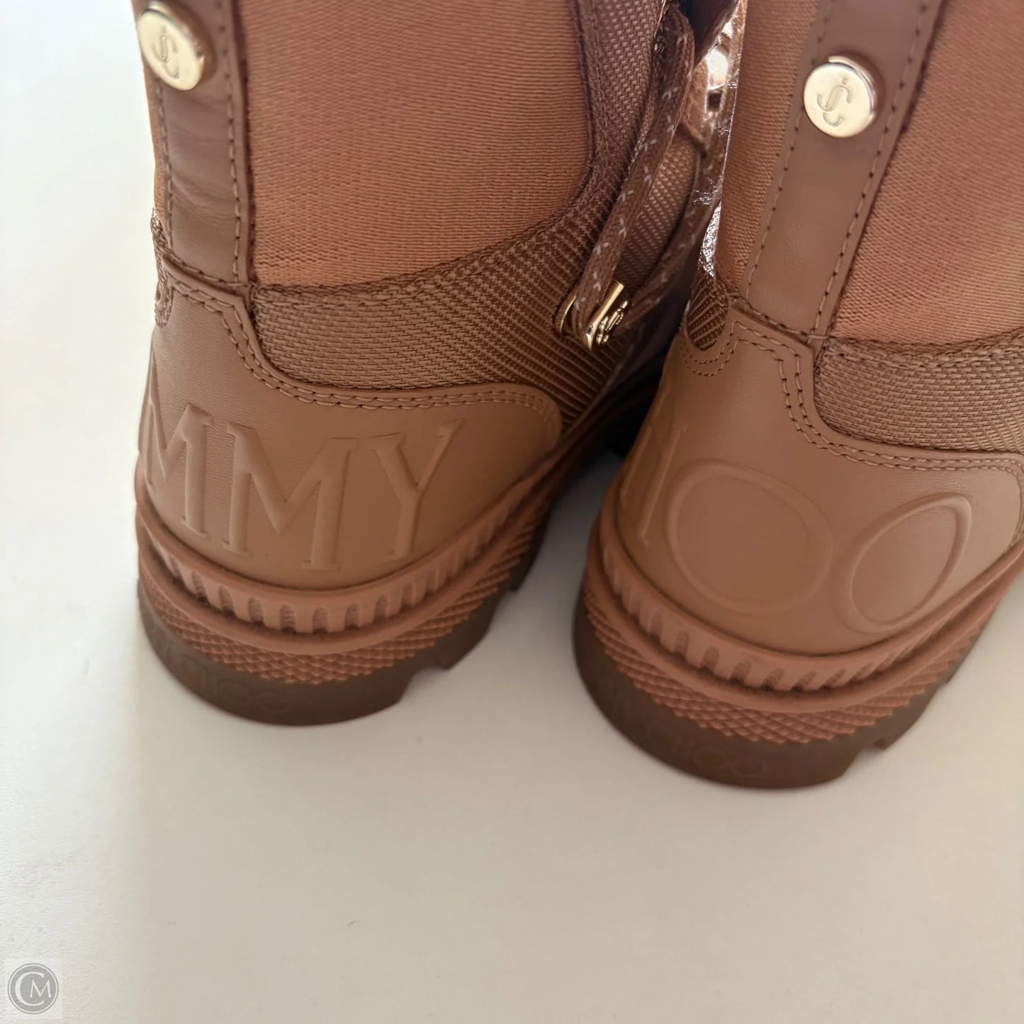 Boots Luxury Designer By Jimmy Choo In Brown, Size: 5.5