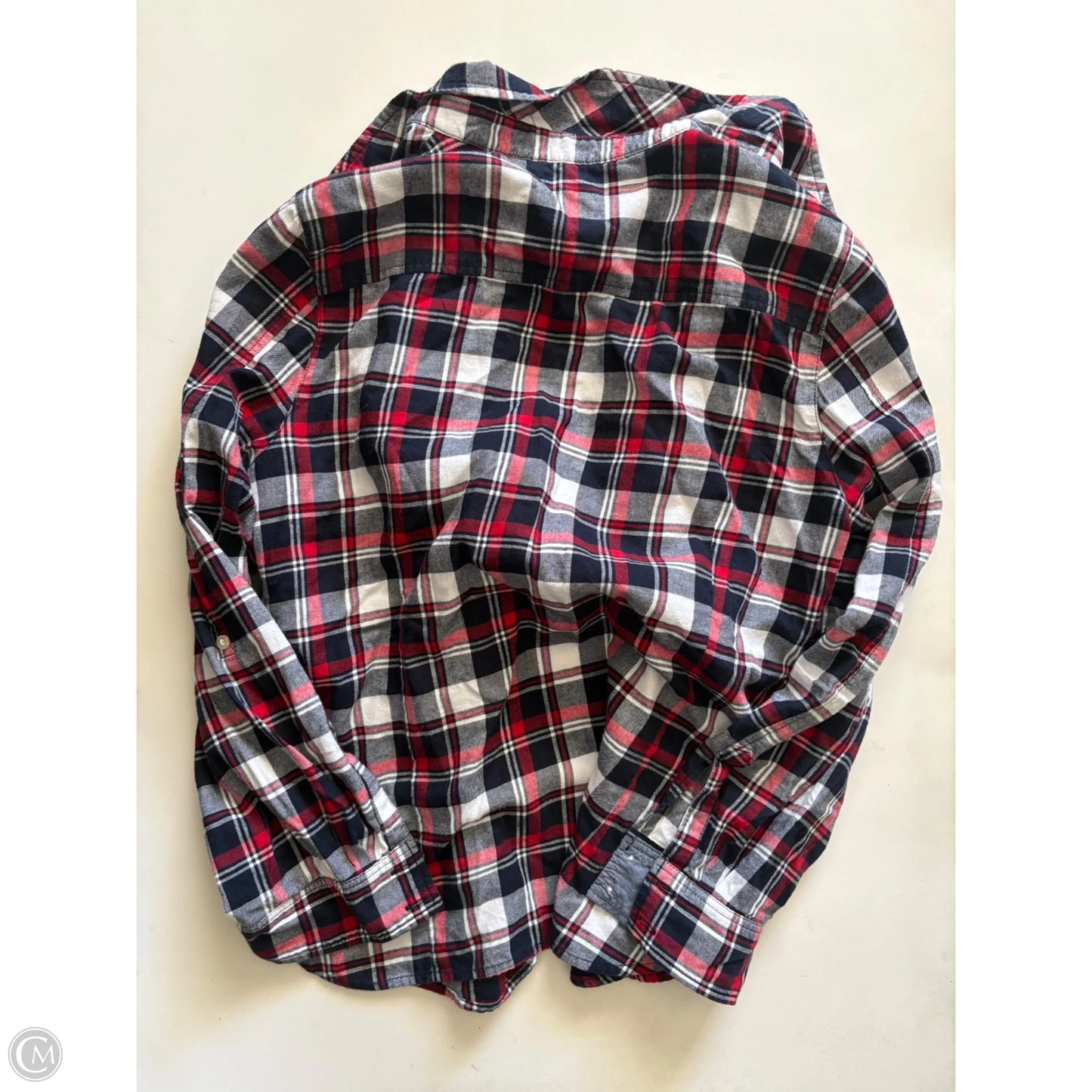 Top Long Sleeve By Tommy Hilfiger In Plaid Pattern, Size: L