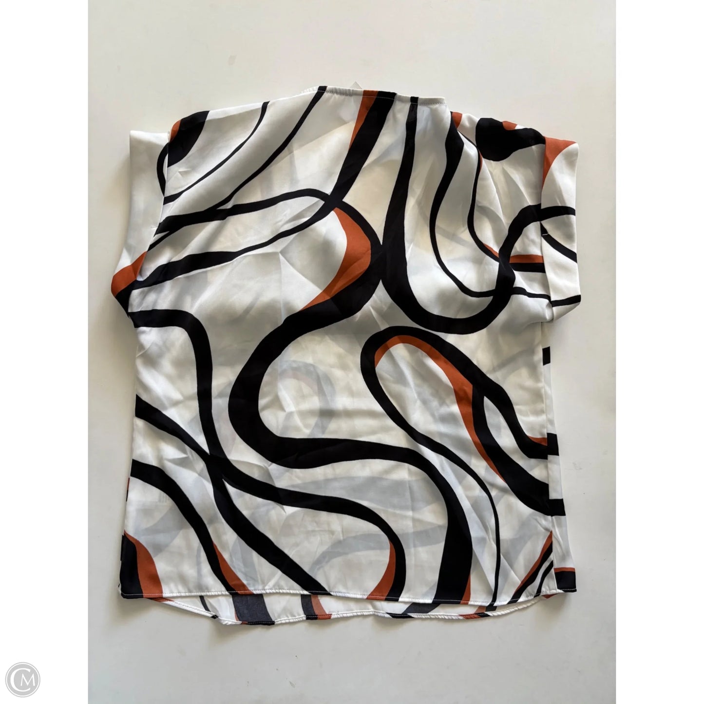 Blouse Short Sleeve By Nine West Apparel In Black & Brown, Size: Xs
