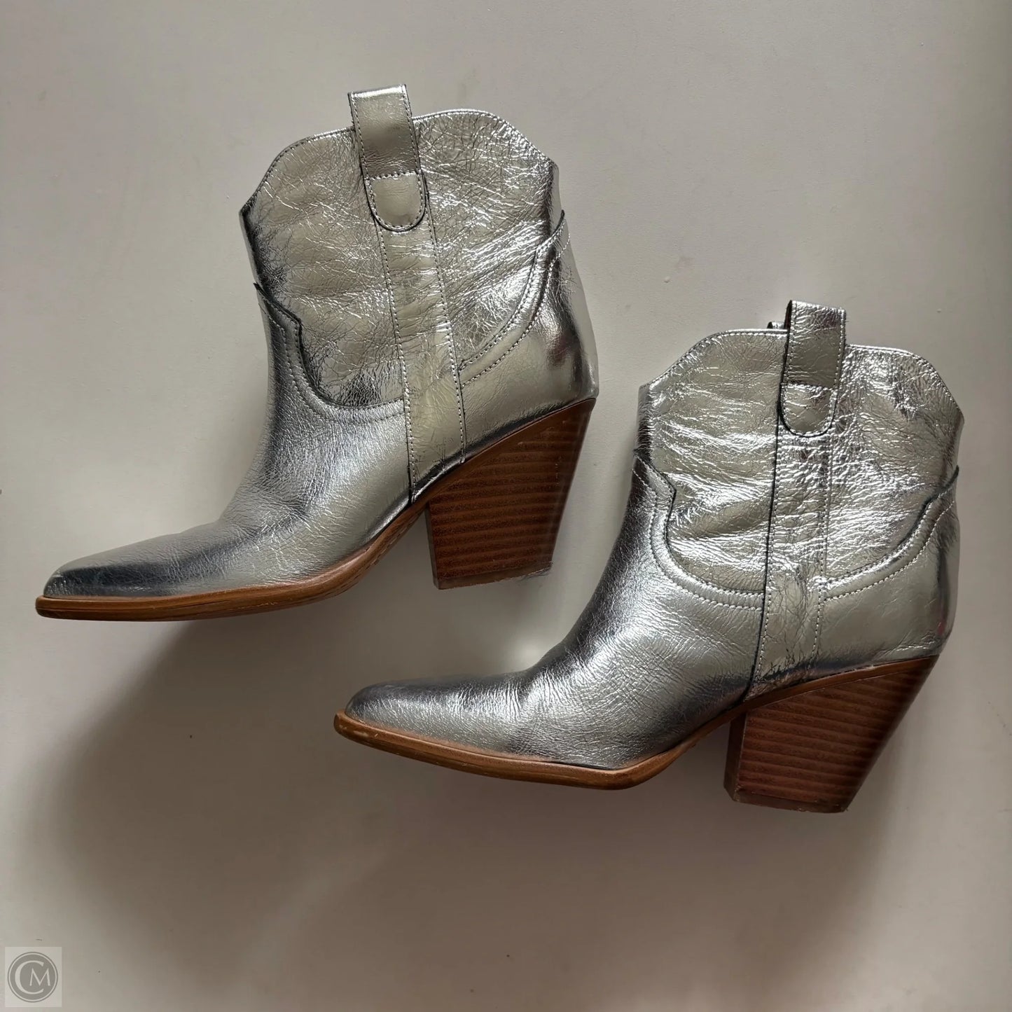 Boots Ankle Heels By Marc Fisher In Silver, Size: 7.5