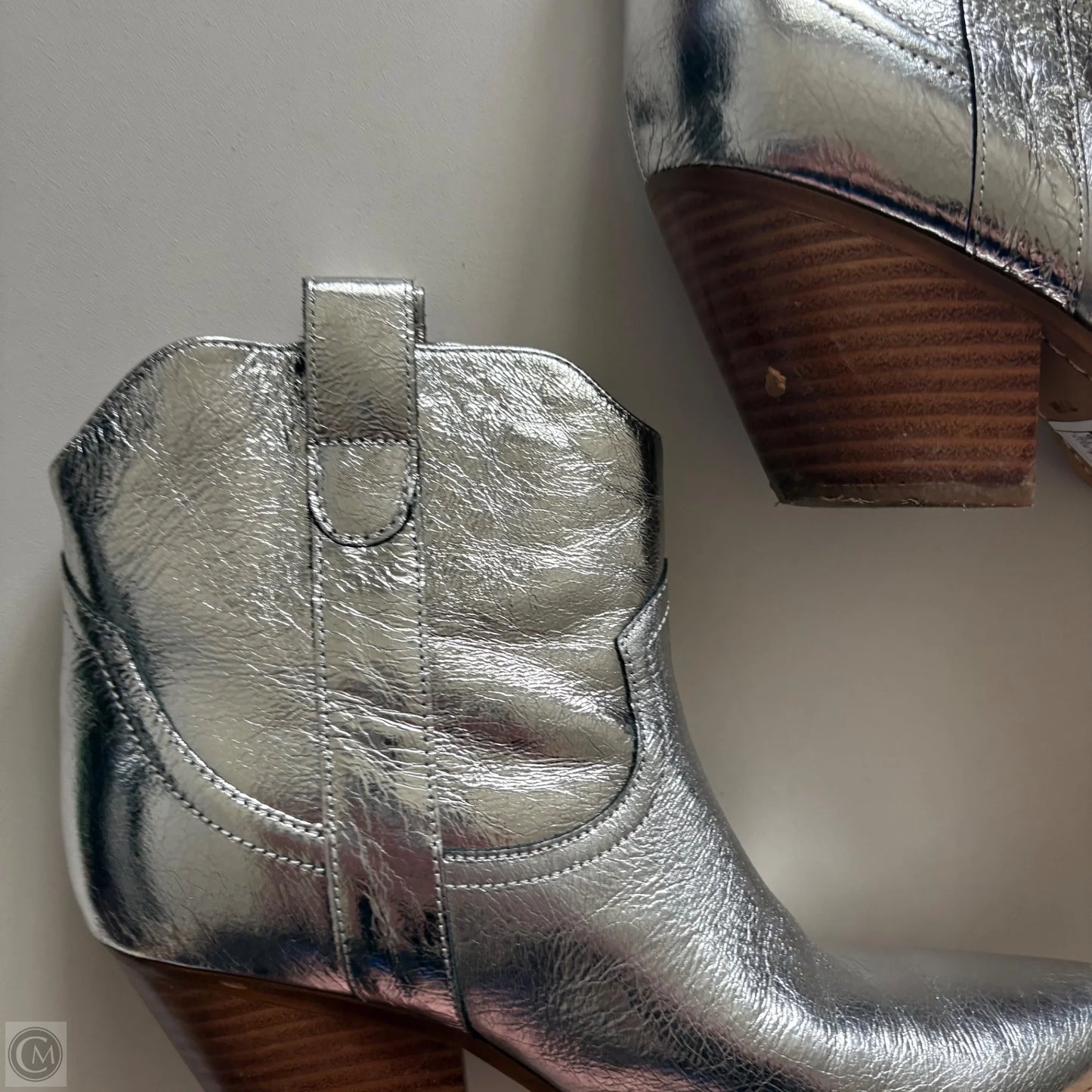 Boots Ankle Heels By Marc Fisher In Silver, Size: 7.5