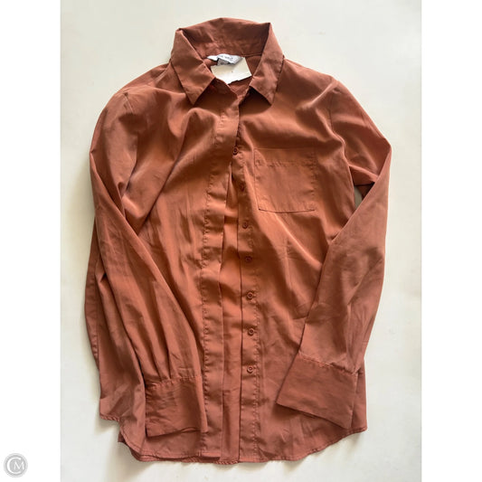 Blouse Long Sleeve By Nine West Apparel In Brown, Size: Xs
