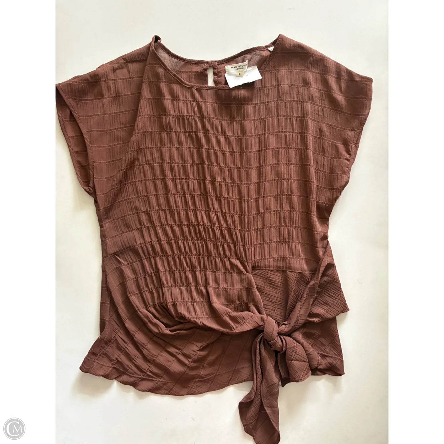 Blouse Short Sleeve By Max Studio In Brown, Size: S