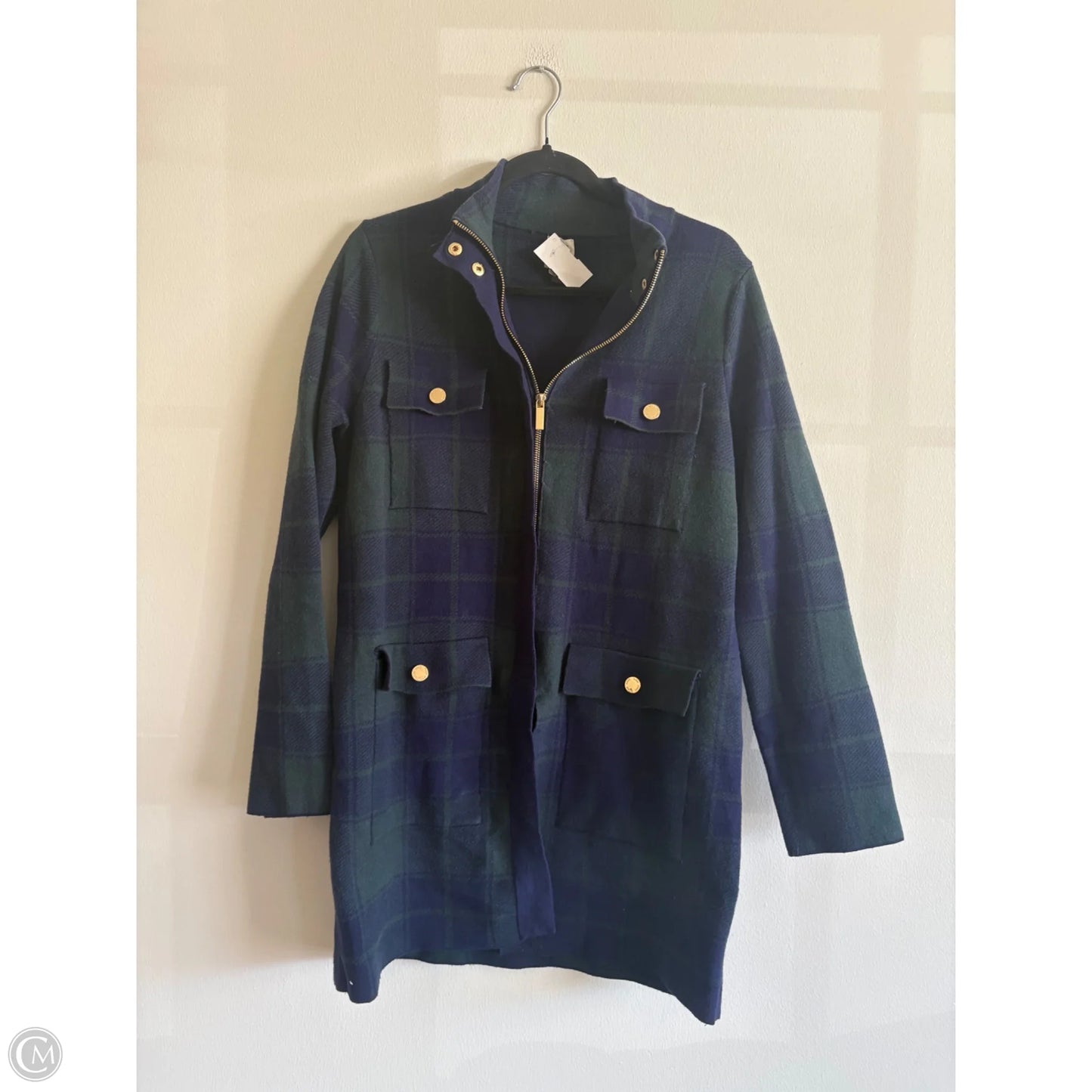 Coat Puffer & Quilted By Anne Klein In Plaid Pattern, Size: M