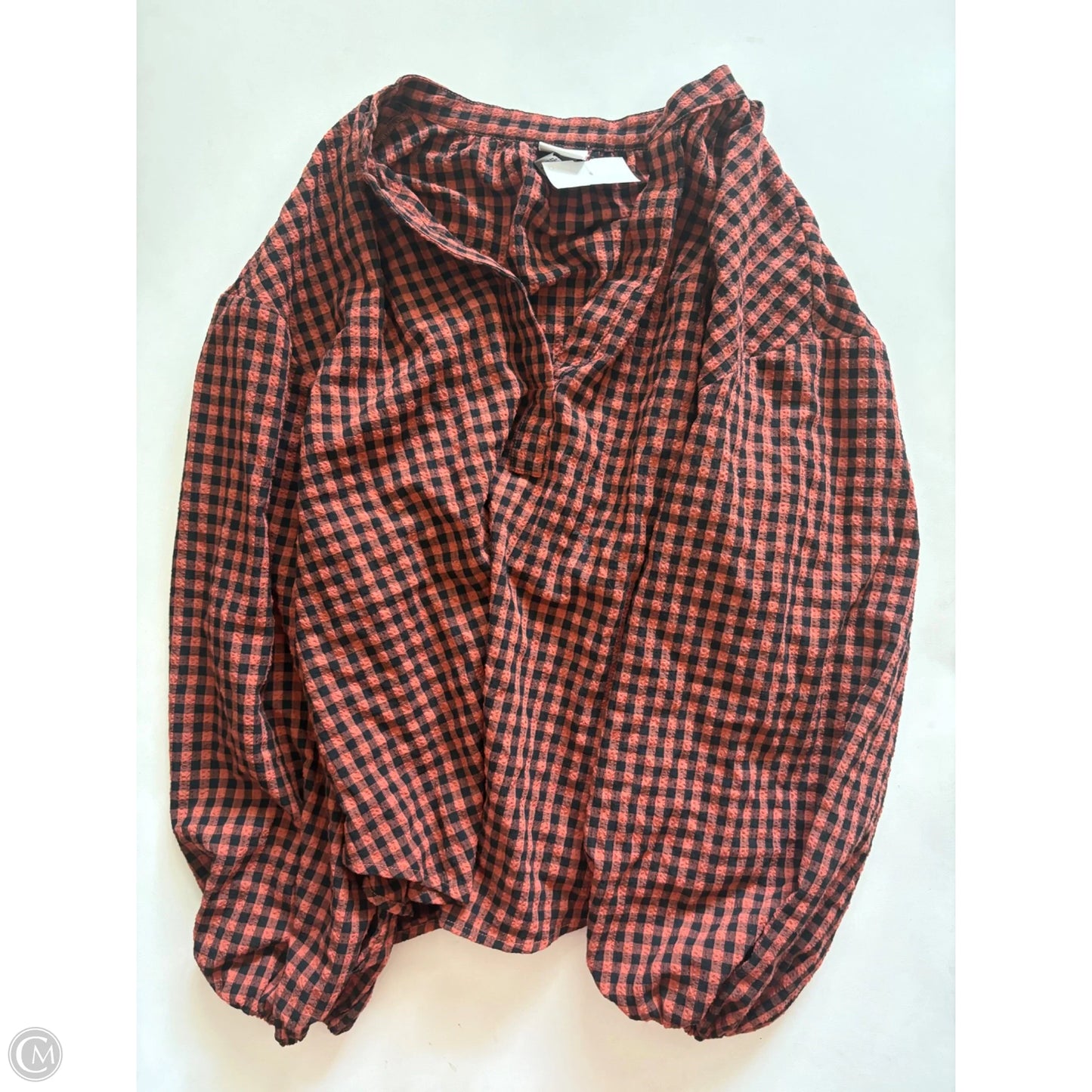 Top Long Sleeve By A New Day In Plaid Pattern, Size: M