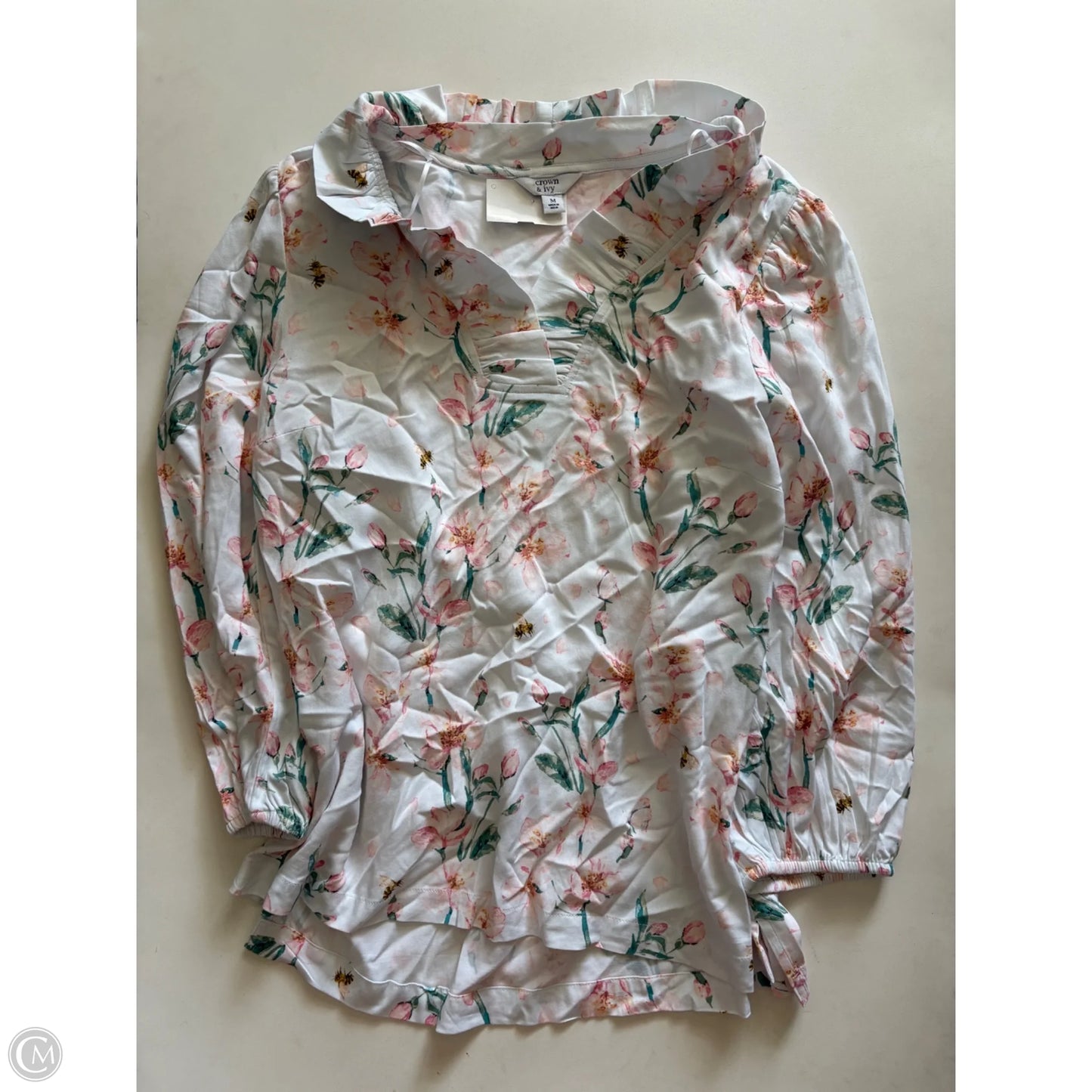 Top Long Sleeve By Crown And Ivy In Floral Print, Size: M