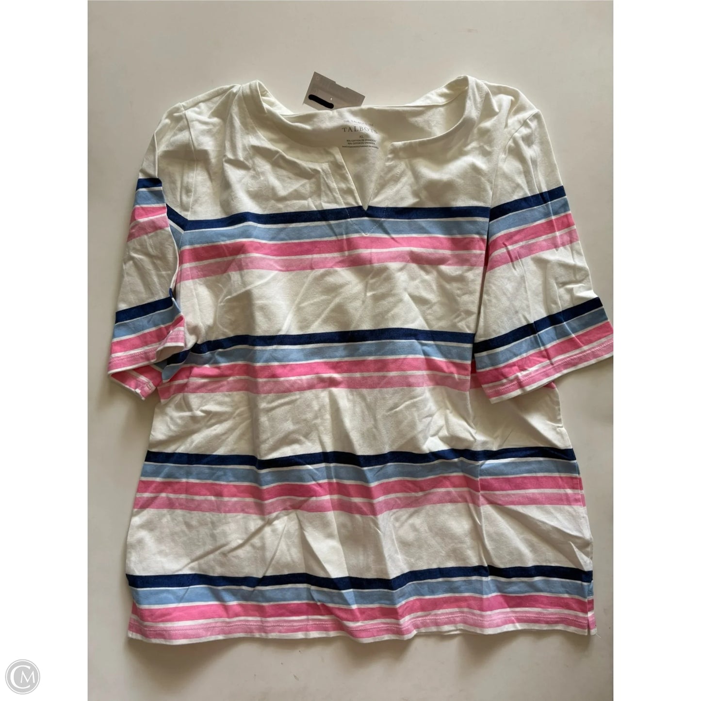 Top Short Sleeve By Talbots In Striped Pattern, Size: Xl