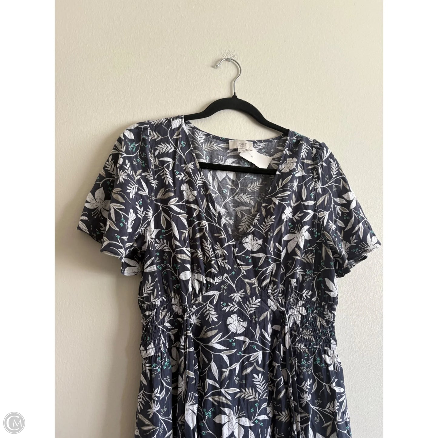 Dress Casual Midi By Loft In Grey & White, Size: M