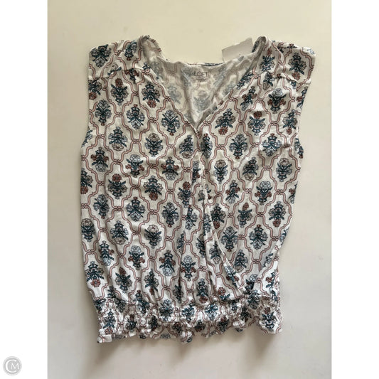 Top Sleeveless By Loft In Blue & Cream, Size: M