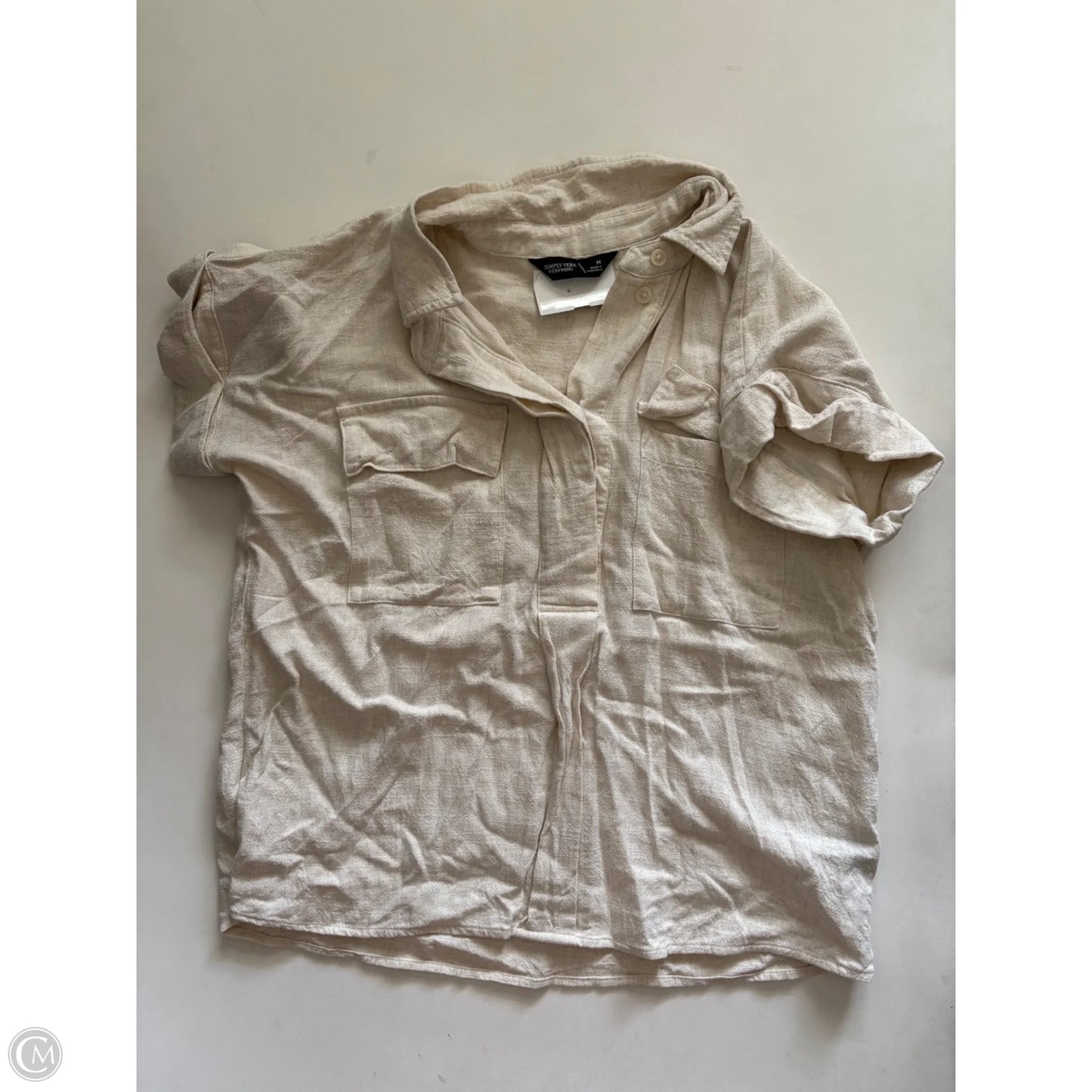 Top Short Sleeve By Simply Vera In Cream, Size: M