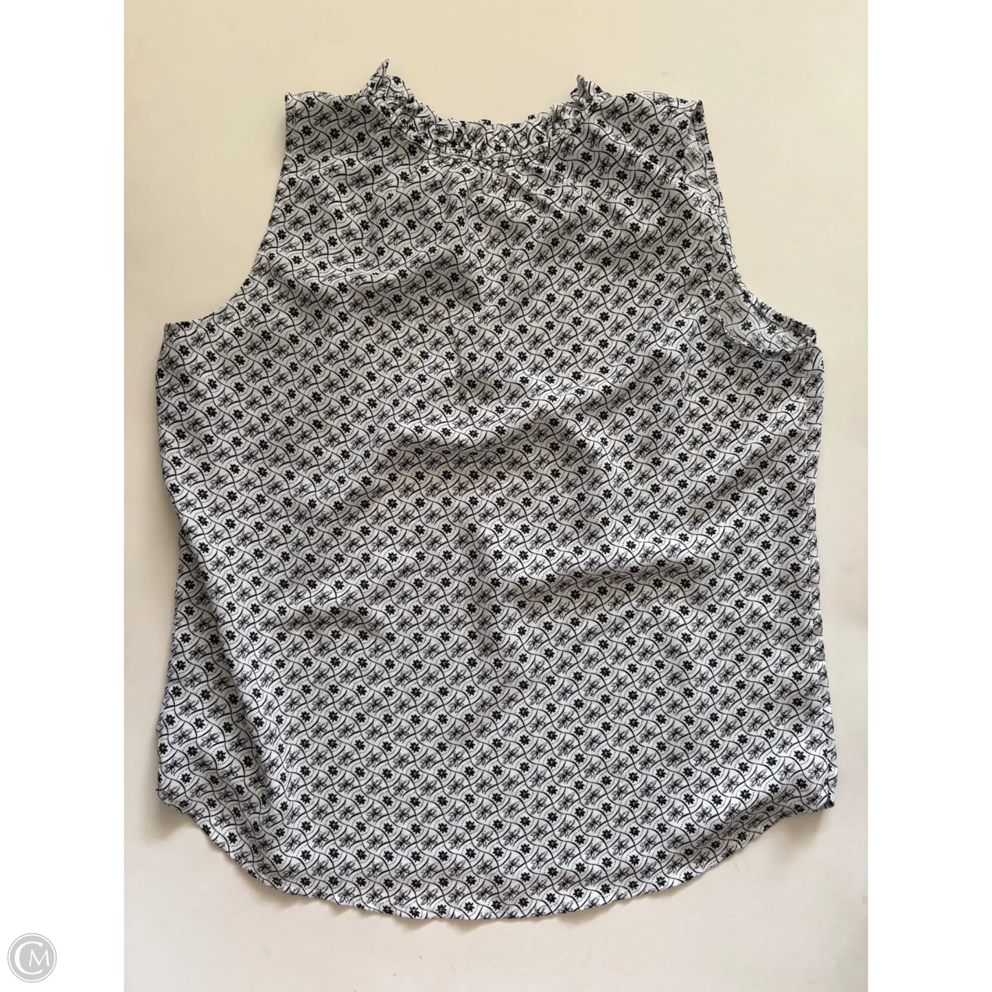 Blouse Sleeveless By Loft In Black & White, Size: M