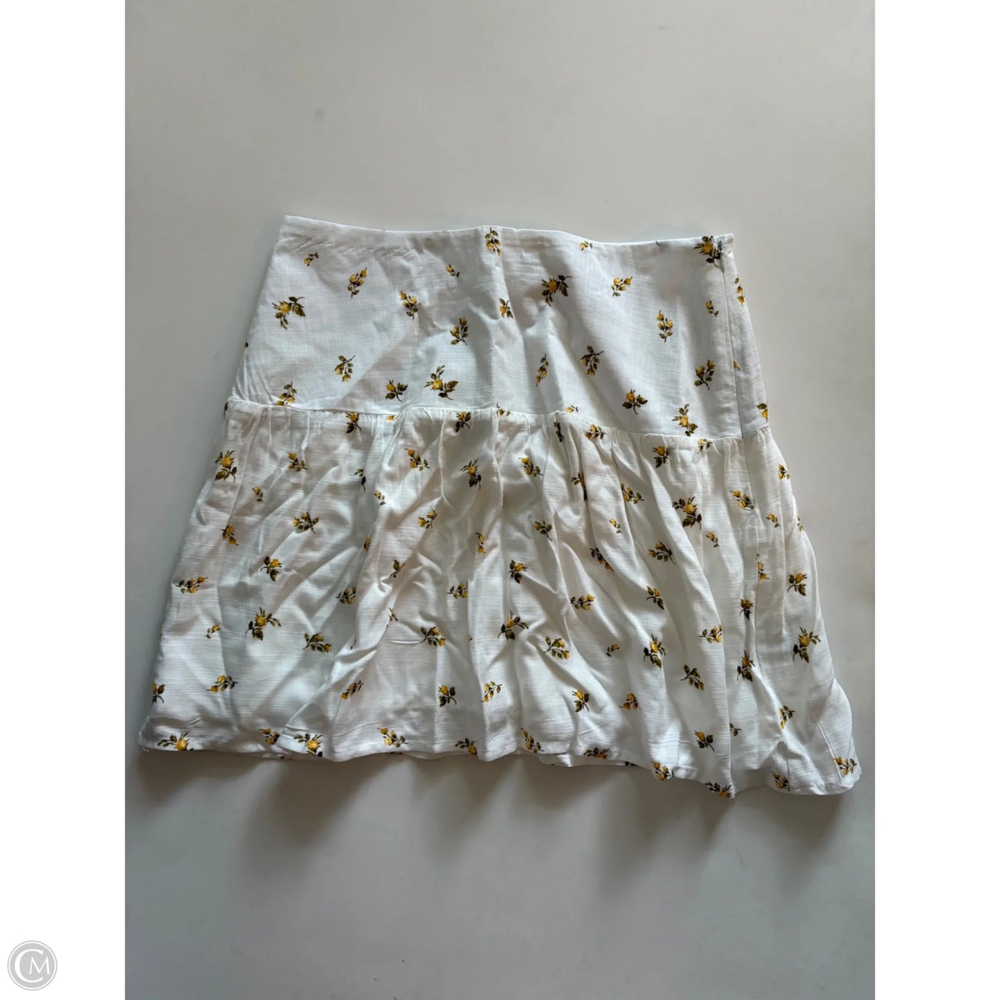 Skirt Set 2pc By Paper Crane In White & Yellow, Size: L