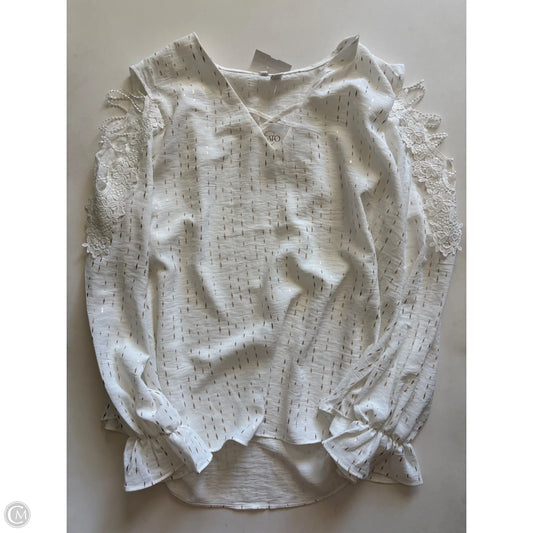 Blouse Long Sleeve By Cato In White, Size: Xl