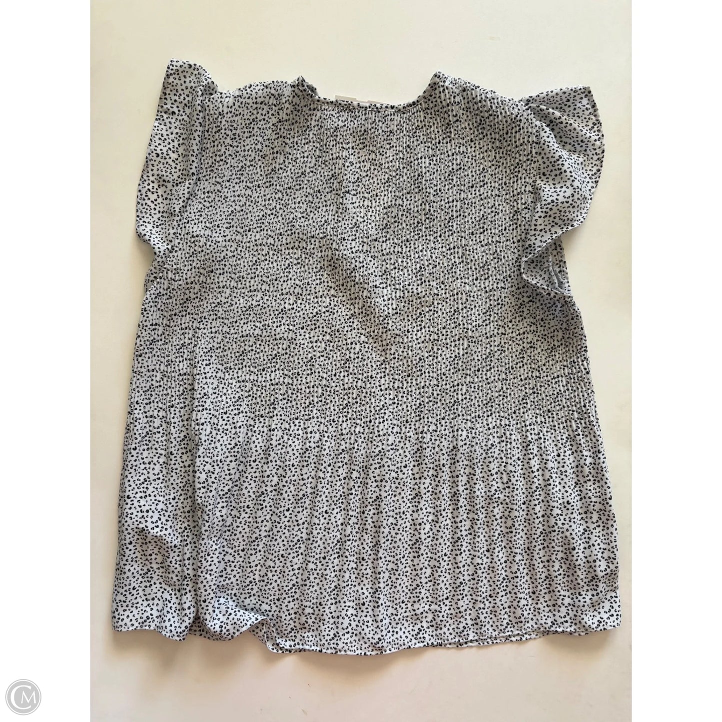 Blouse Short Sleeve By Adrianna Papell In Black & White, Size: S