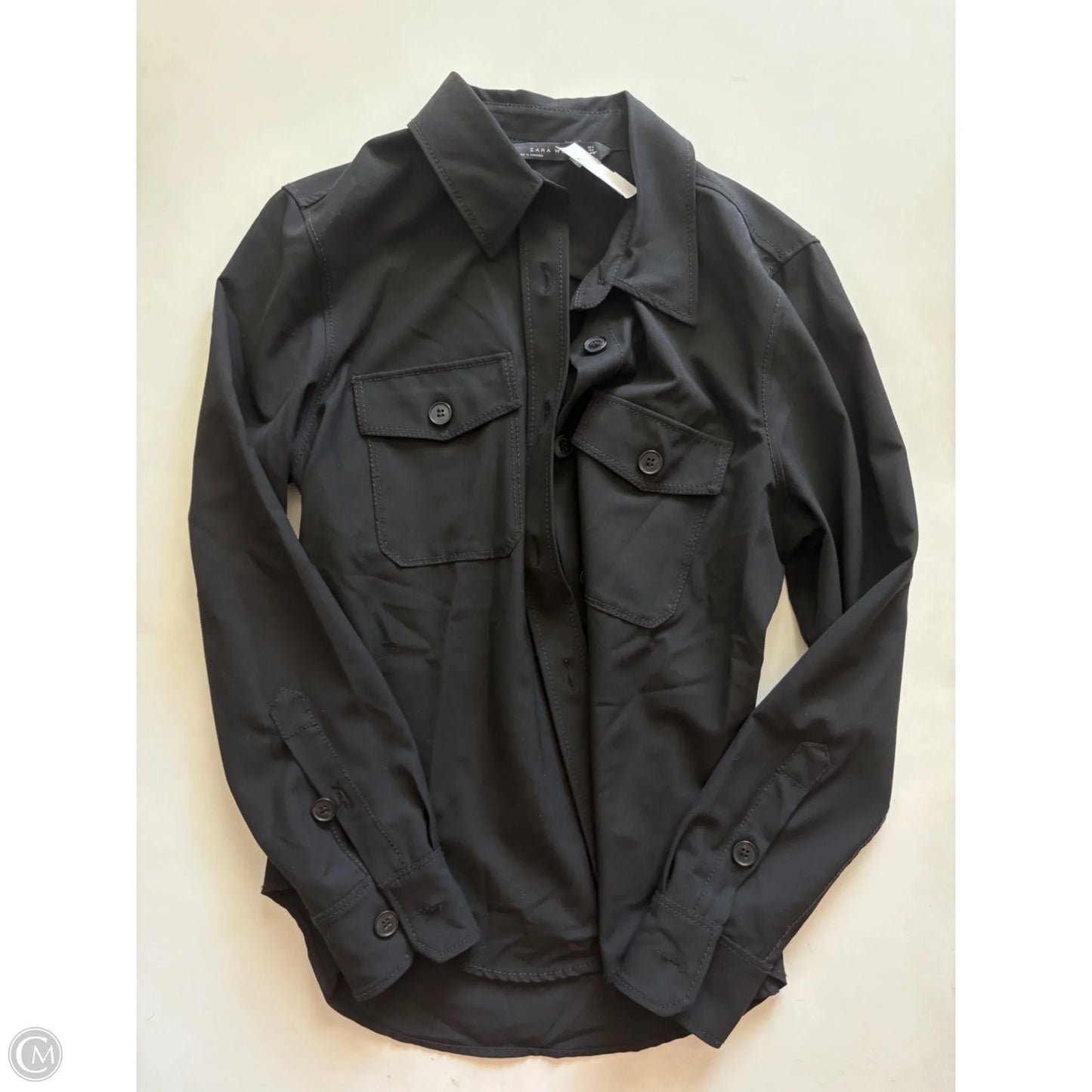 Top Long Sleeve By Zara Women In Black, Size: M
