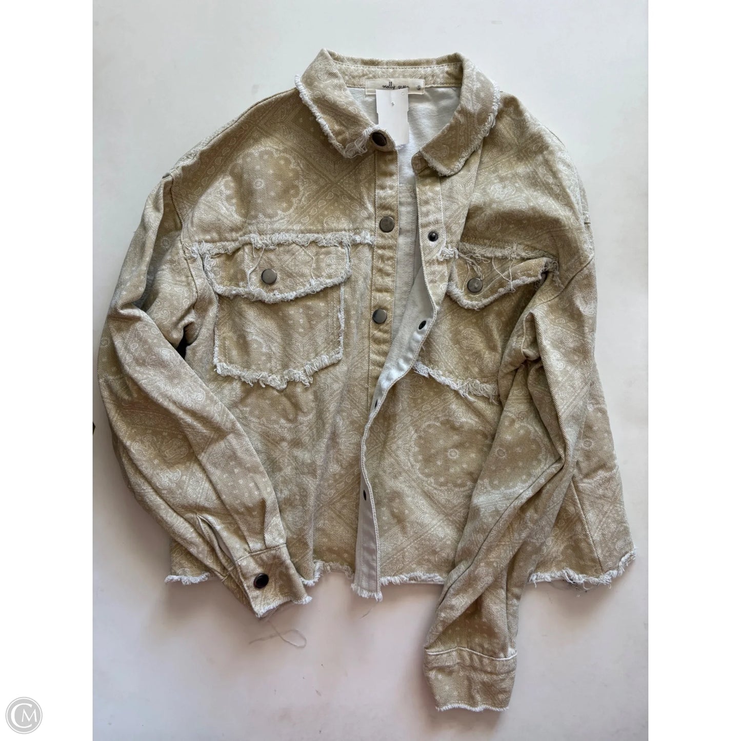 Jacket Denim By Molly Green In Tan, Size: S