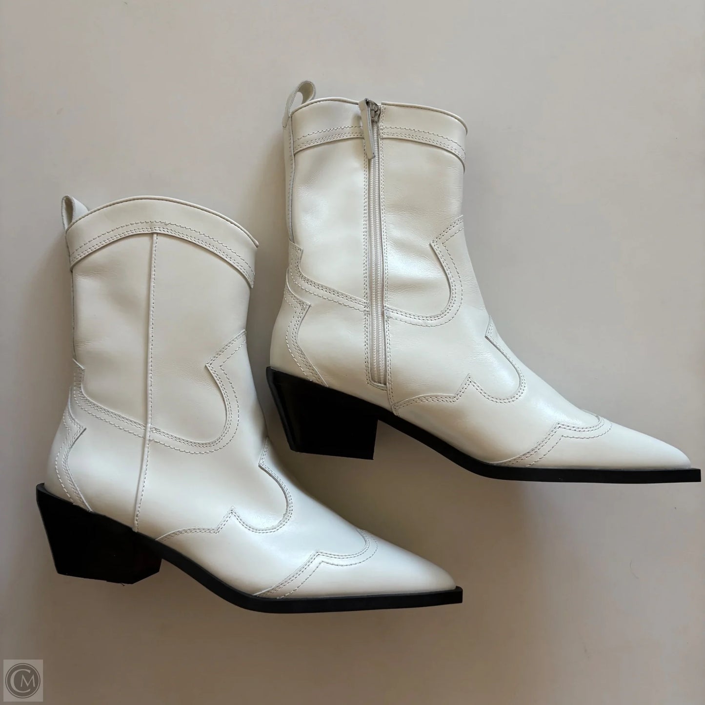 Boots Mid-calf Heels By Steve Madden In White, Size: 8.5