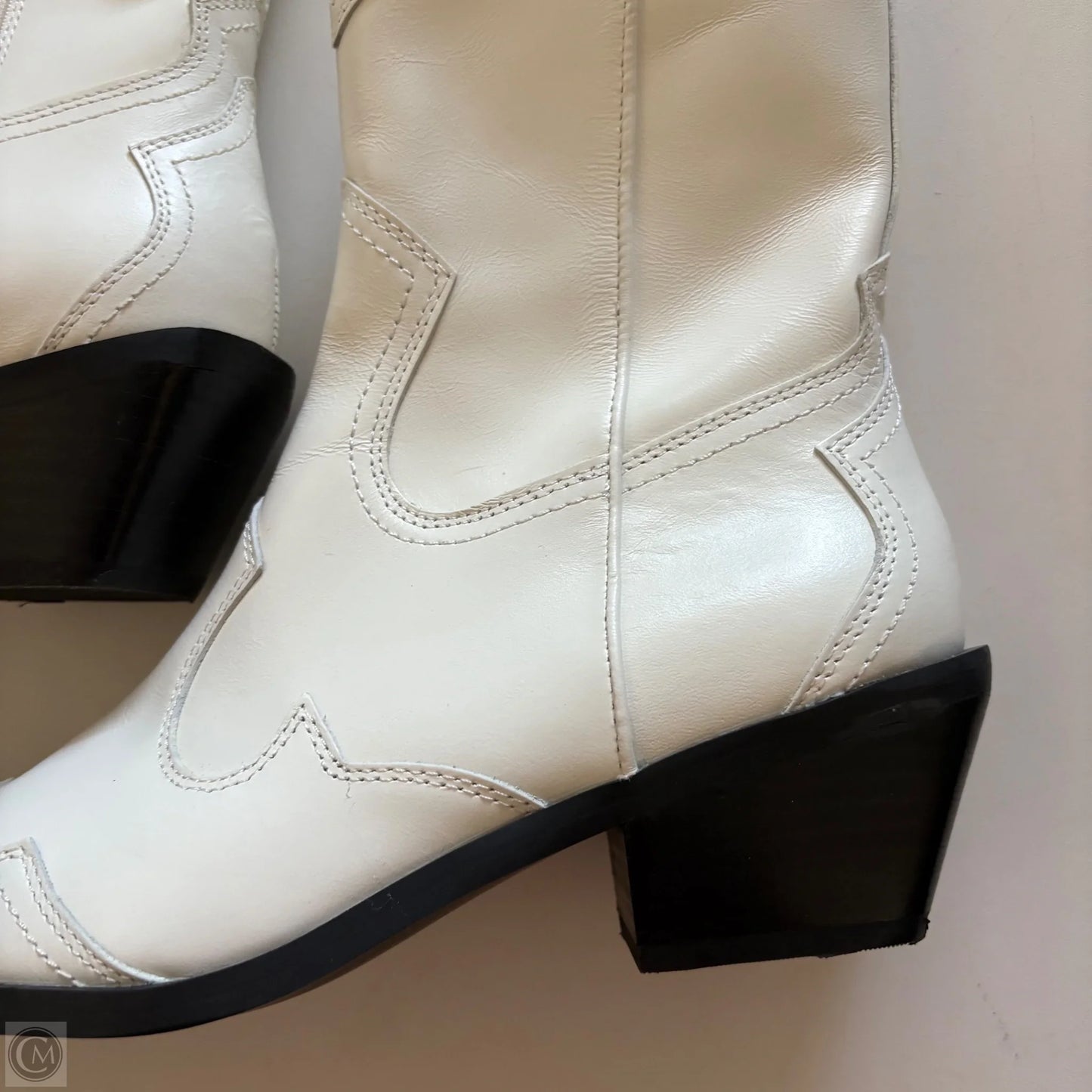 Boots Mid-calf Heels By Steve Madden In White, Size: 8.5