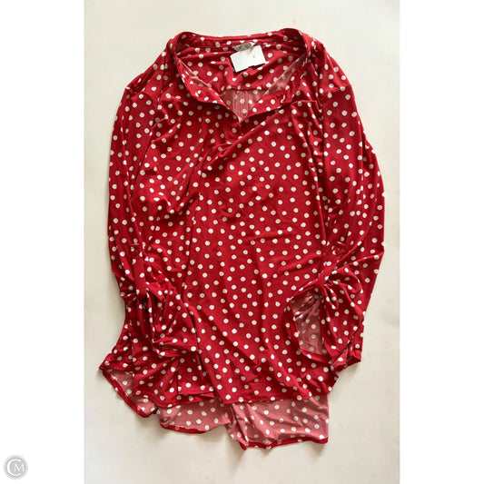 Blouse Long Sleeve By Cato In Polkadot Pattern, Size: 3x