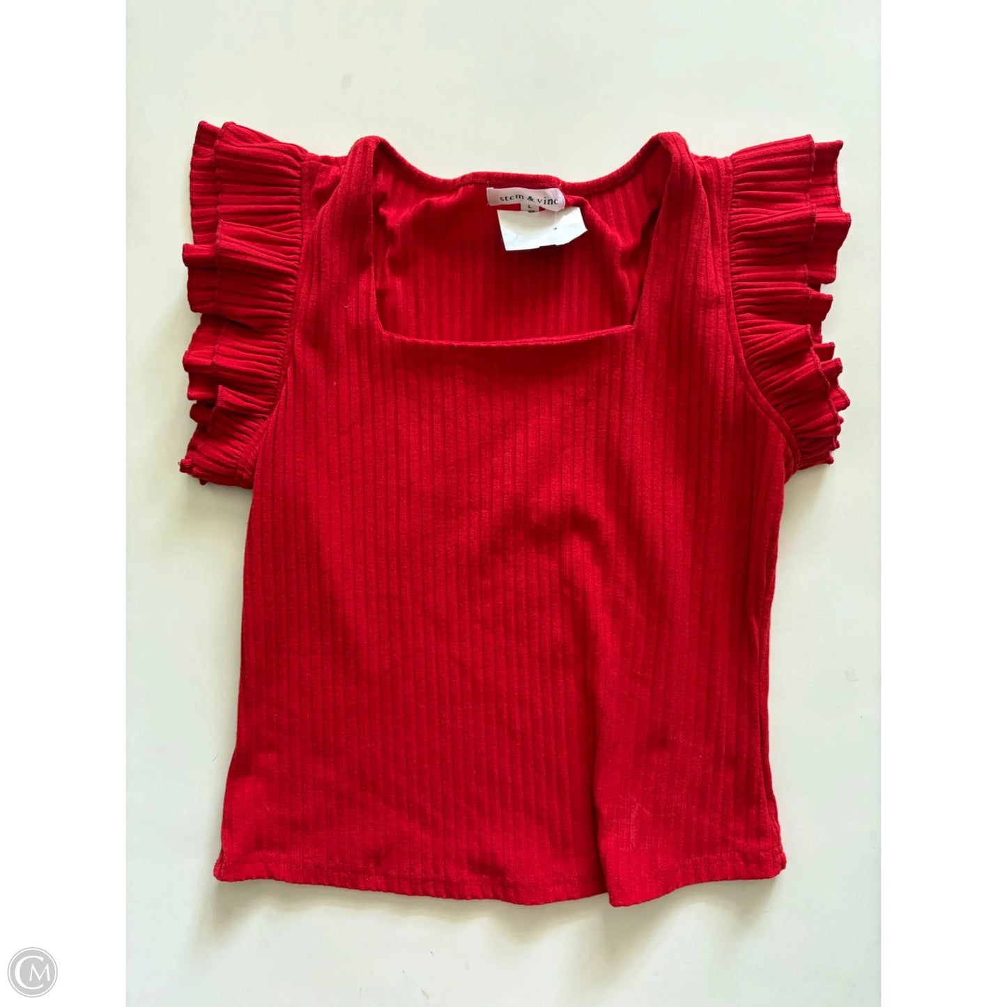 Top Short Sleeve By Stem & Vine In Red, Size: L