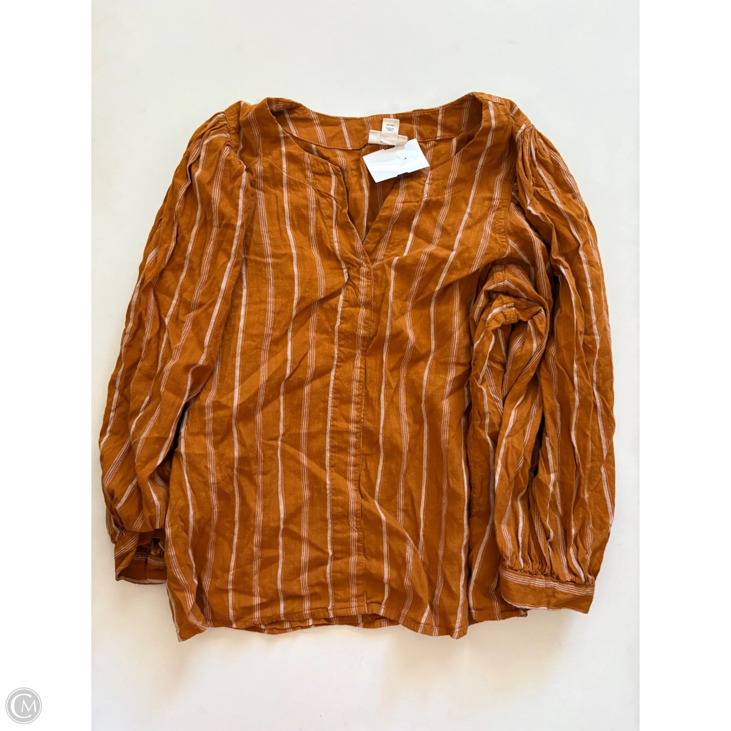 Top Long Sleeve By Ana In Striped Pattern, Size: M
