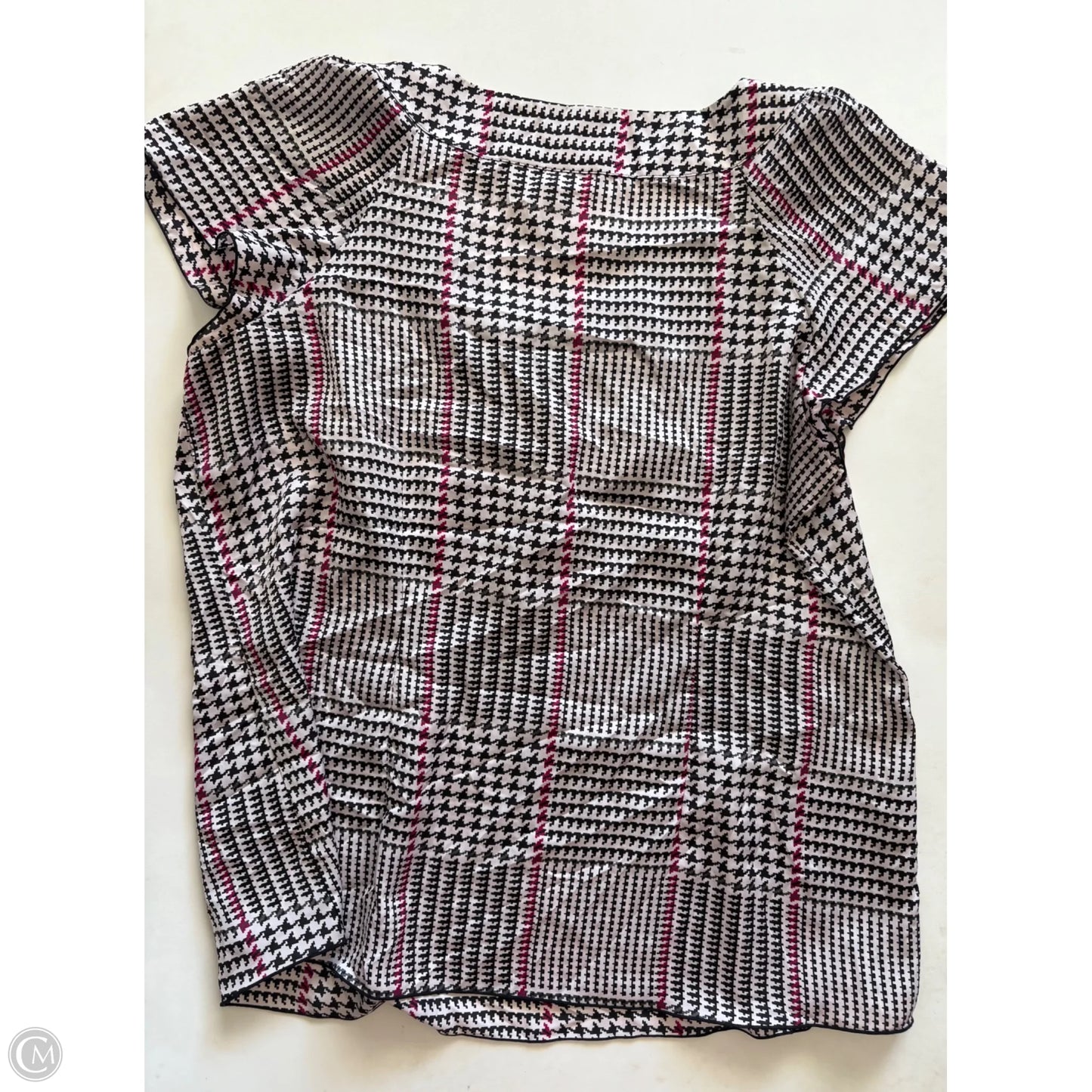 Blouse Short Sleeve By Cato In Plaid Pattern, Size: Xl
