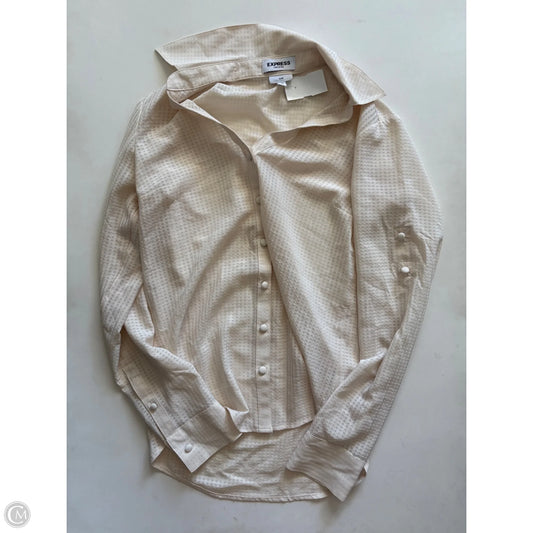 Blouse Long Sleeve By Express In Cream, Size: Xs