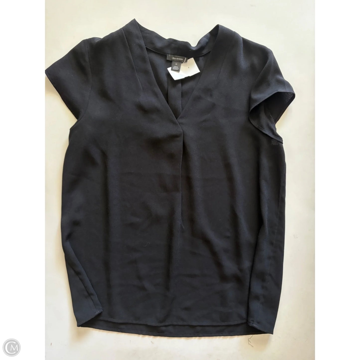 Blouse Short Sleeve By Halogen In Black, Size: M