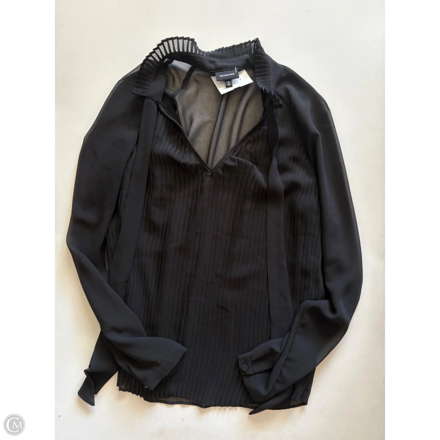 Blouse Long Sleeve By Who What Wear In Black, Size: S