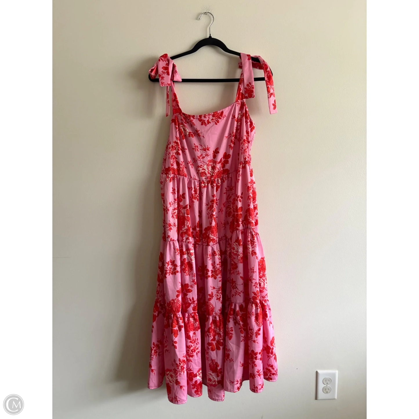 Dress Casual Maxi By t & c aPPAREL In Pink & Red, Size: L