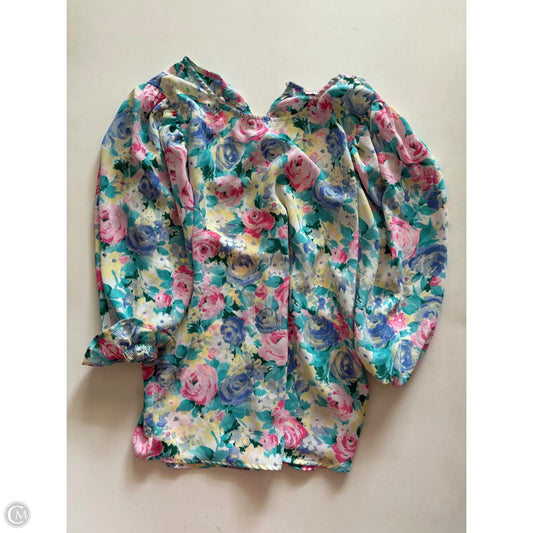 Blouse Long Sleeve By Andree By Unit In Floral Print, Size: S