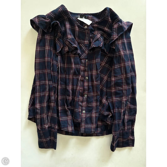 Top Long Sleeve By Madewell In Plaid Pattern, Size: L