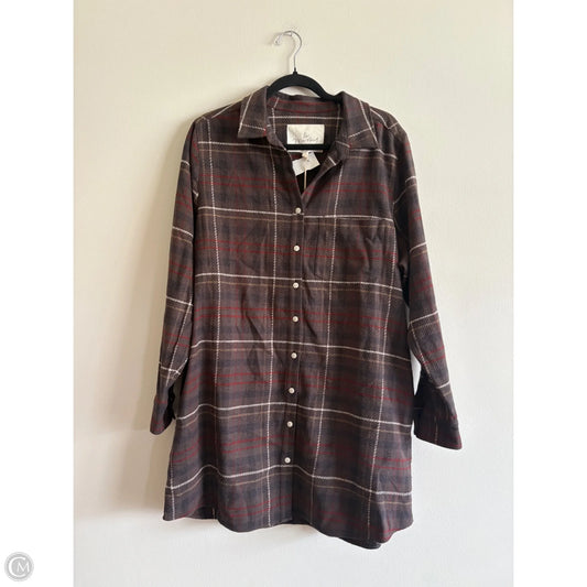 Top Long Sleeve By mavaij In Plaid Pattern, Size: L