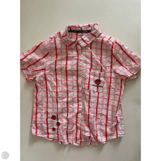 Top Short Sleeve By Life Is Good In Striped Pattern, Size: M