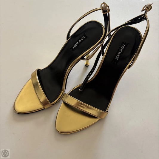 Shoes Heels Kitten By Nine West In Gold, Size: 9