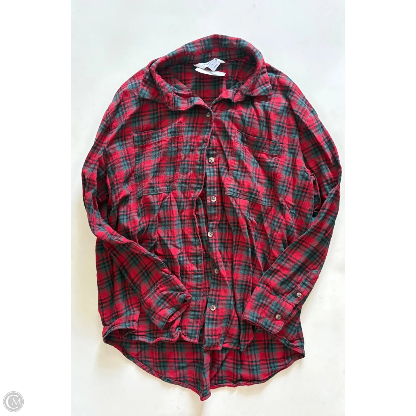 Top Long Sleeve By Old Navy In Plaid Pattern, Size: L