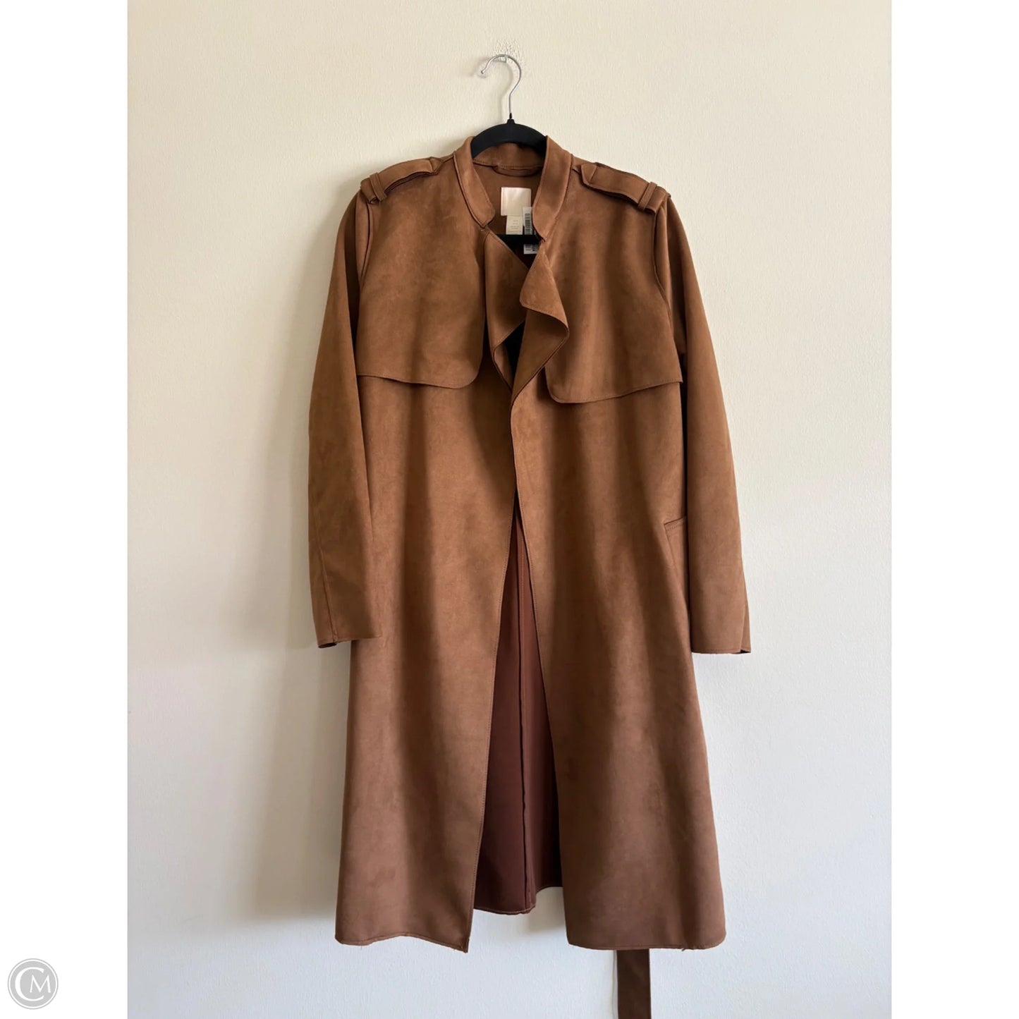 Coat Trench Coat By H&m In Brown, Size: 8