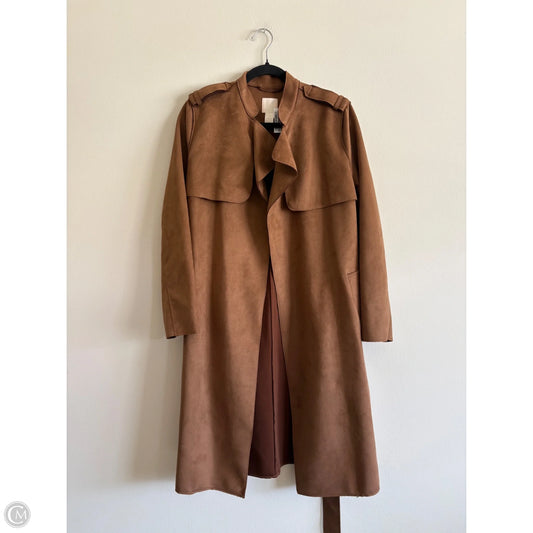 Coat Trench Coat By H&m In Brown, Size: 8