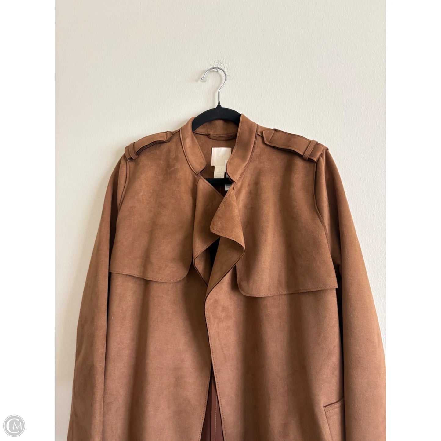 Coat Trench Coat By H&m In Brown, Size: 8