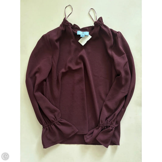 Blouse Long Sleeve By Cece In Maroon, Size: S