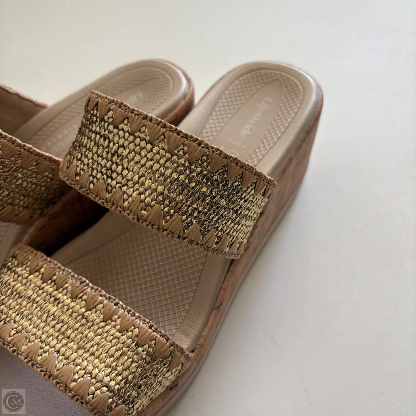 Sandals Heels Wedge By Life Stride In Gold, Size: 10